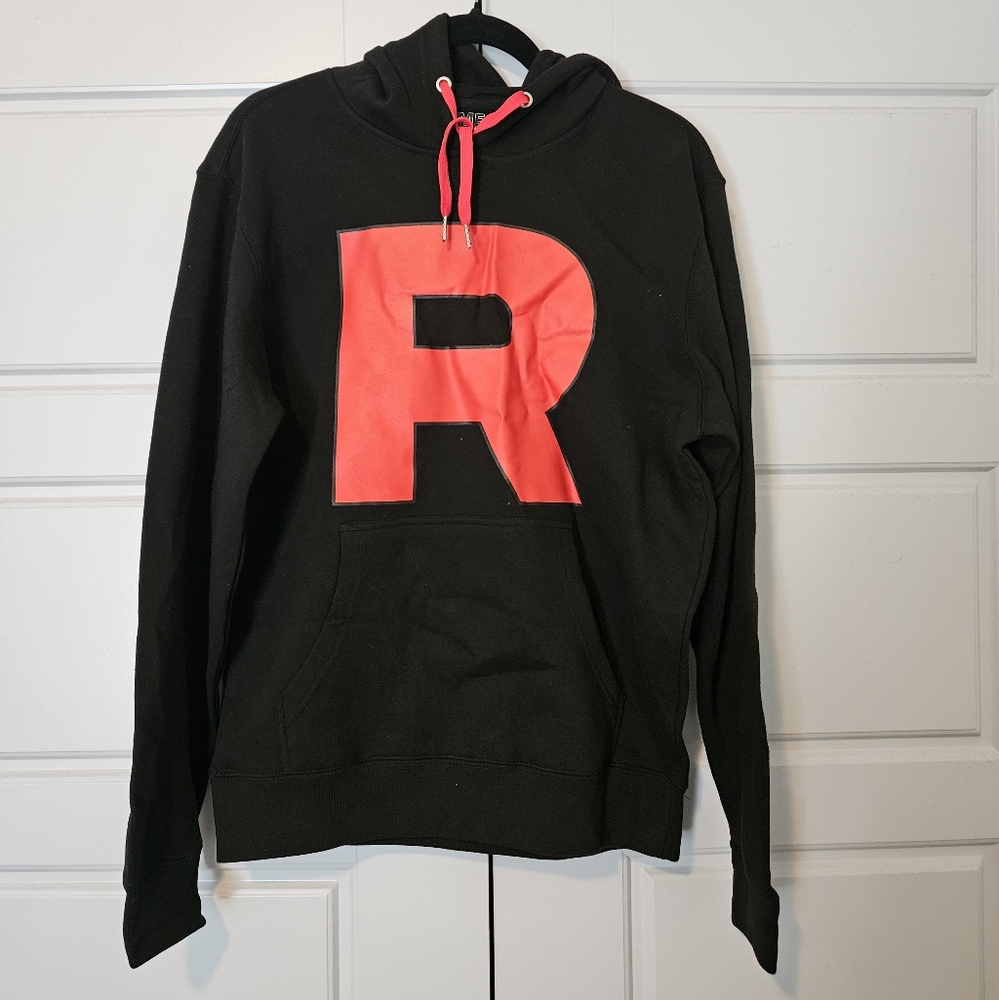 Unisex Pokémon Team Rocket Hoodie – Anime Cosplay Sweatshirt, Red “R” Logo NWOT